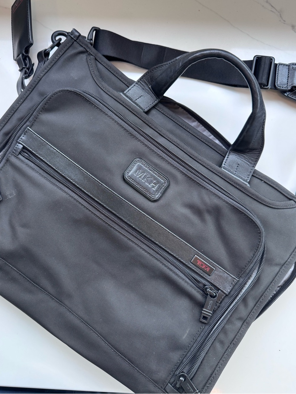 Tumi Black Nylon Laptop Briefcase with Adjustable Strap